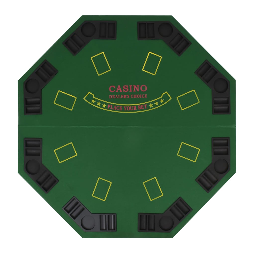 vidaXL Skladacia podložka na poker pre 8 hráčov, osemuholník, zelená
