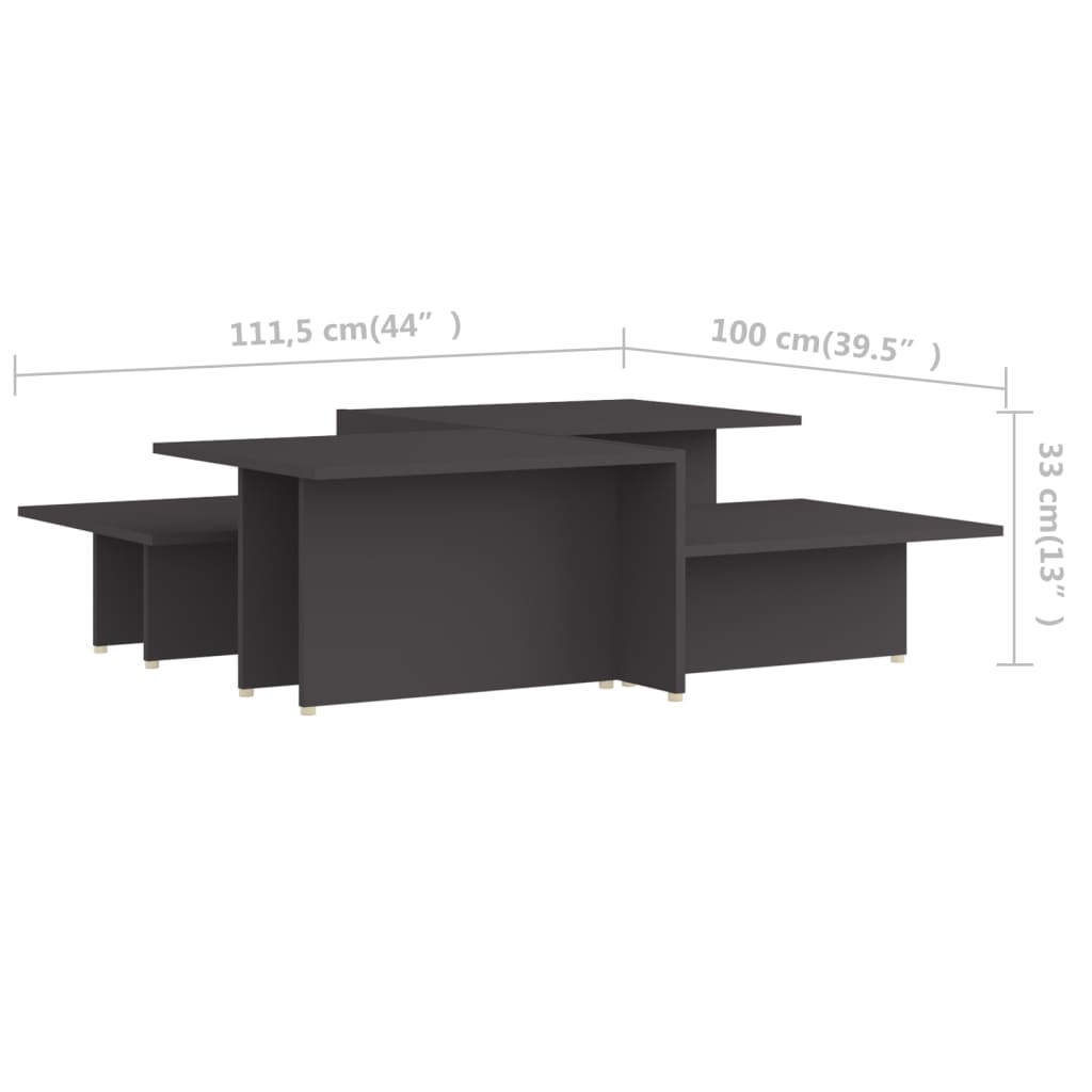 vidaXL Konferenčné stolíky 2 ks, sivé 111,5x50x33 cm, kompozitné drevo