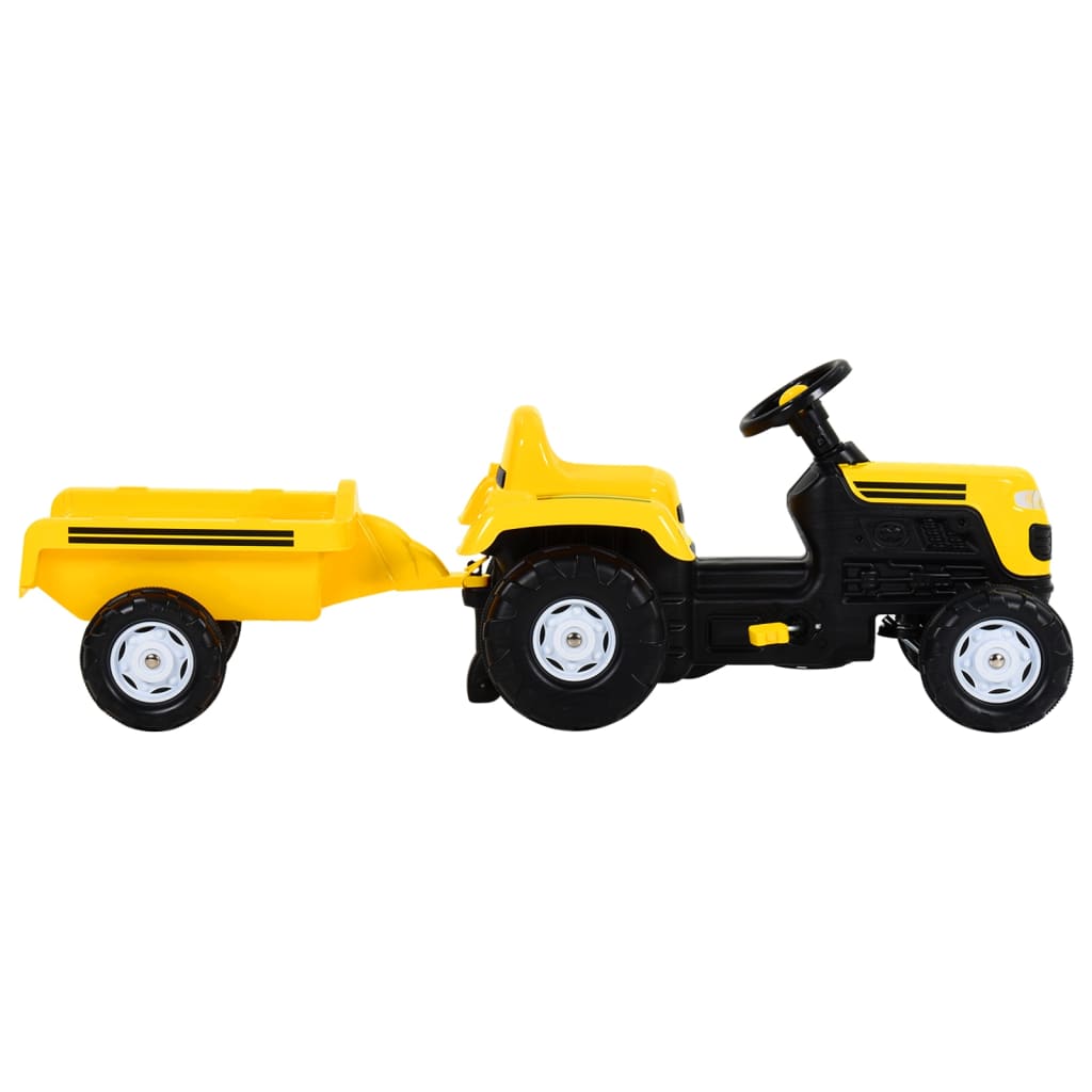 vidaXL Pedálový traktor pre deti s prívesom žltý
