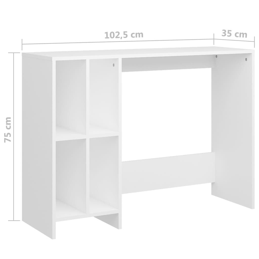 vidaXL Stôl na notebook biely 102,5x35x75 cm drevotrieska