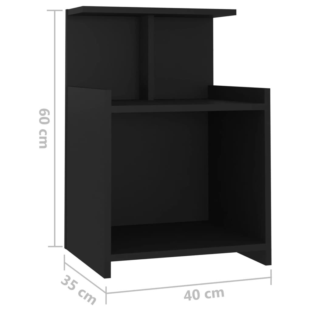 vidaXL Nočný stolík, čierny 40x35x60 cm, kompozitné drevo