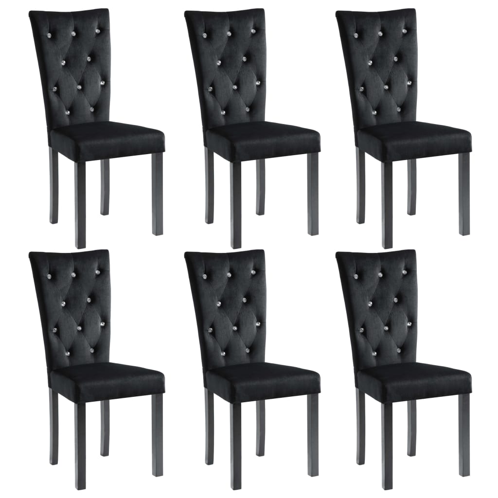 vidaXL Jedálenské stoličky 6 ks čierne zamatové