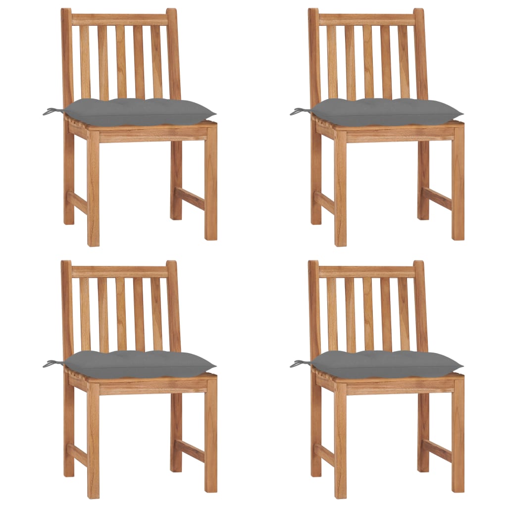vidaXL Záhradné stoličky 4 ks s podložkami tíkový masív