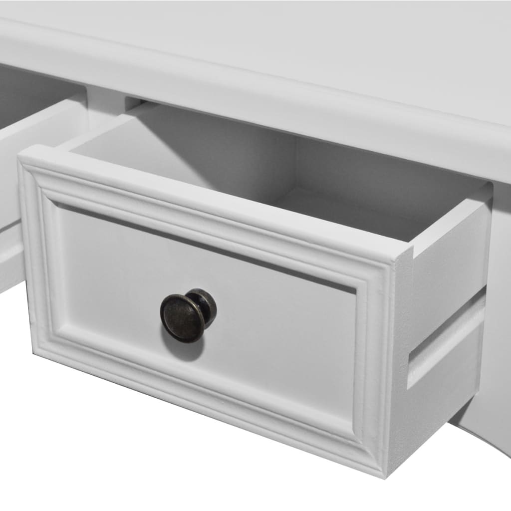vidaXL Konzolový stolík s 3 zásuvkami, biely