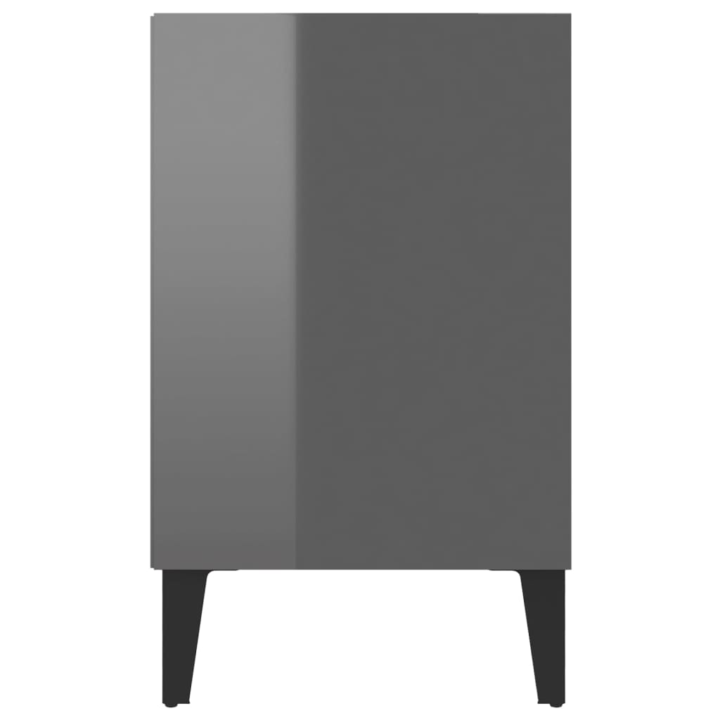 vidaXL TV stolík s kovovými nožičkami lesklý sivý 103,5x30x50 cm