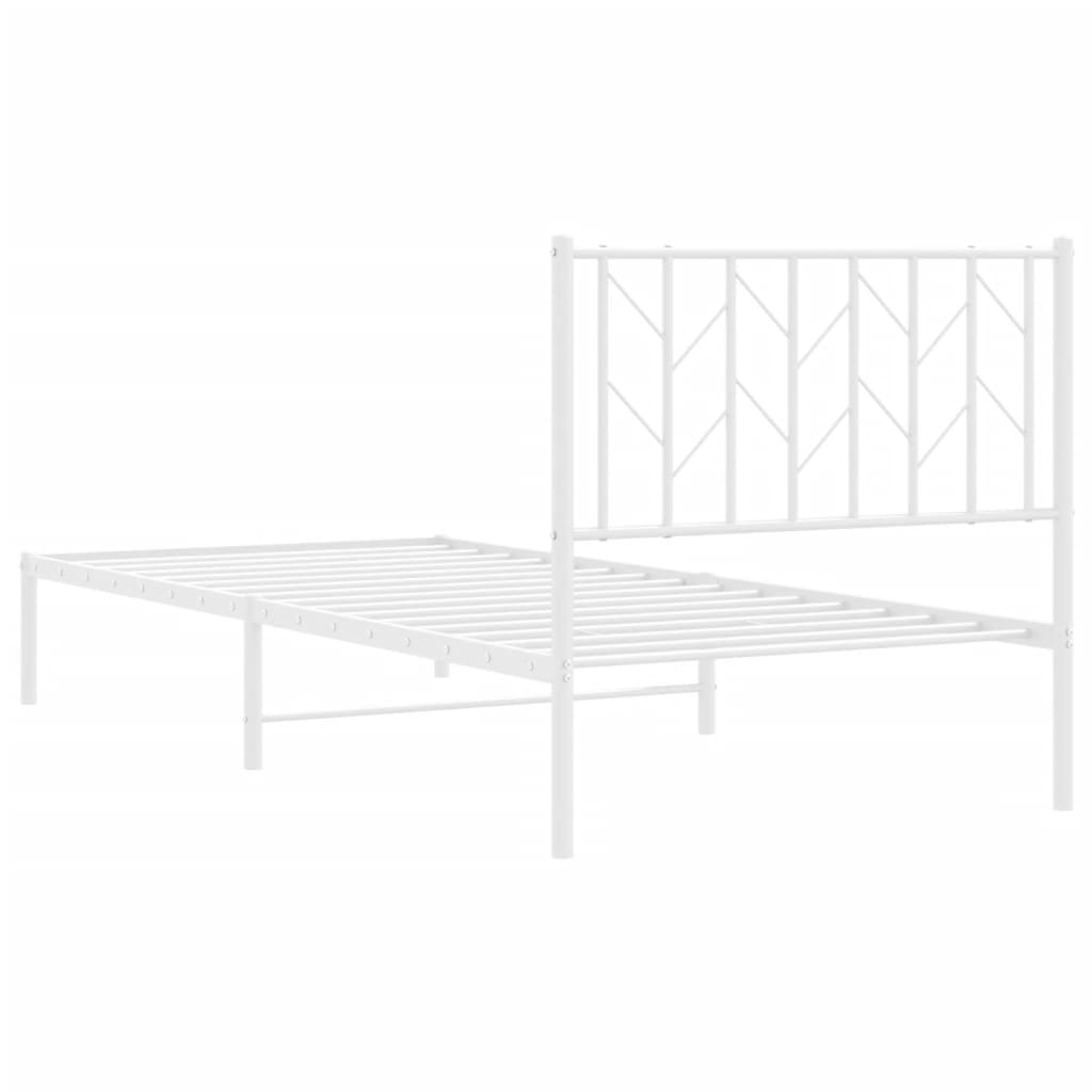 vidaXL Kovový rám postele s čelom biely 90x190 cm