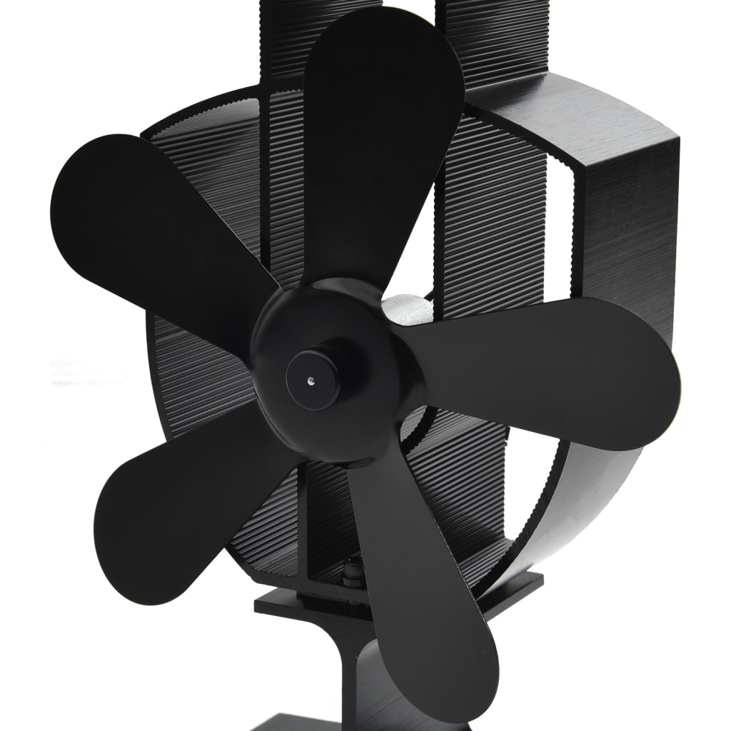vidaXL Teplom poháňaný ventilátor na krb s 5 lopatkami čierny