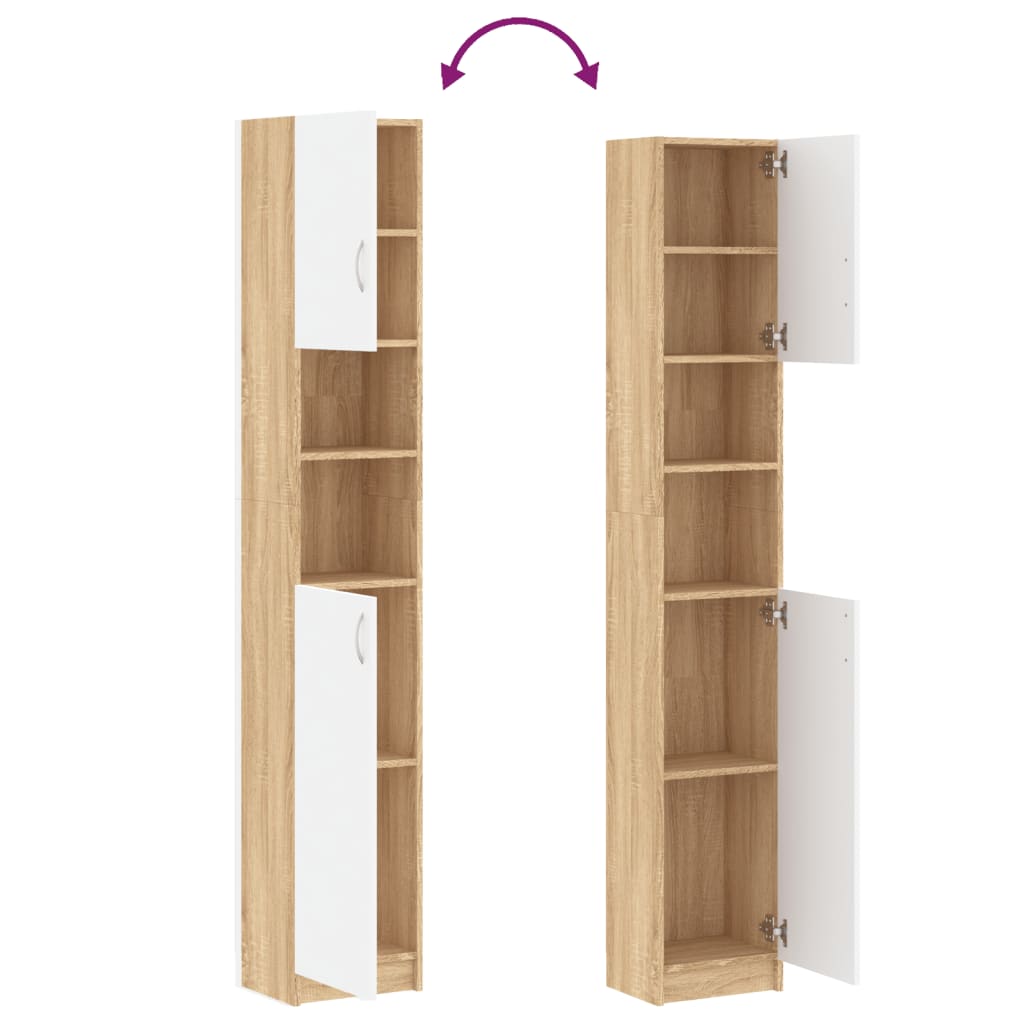 vidaXL Kúpeľňová skrinka, biela+sonoma 32x25,5x190cm, kompozitné drevo