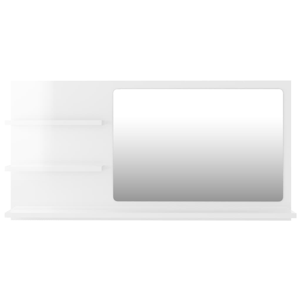 vidaXL Kúpeľňové zrkadlo, lesklé biele 90x10,5x45 cm, kompozitné drevo