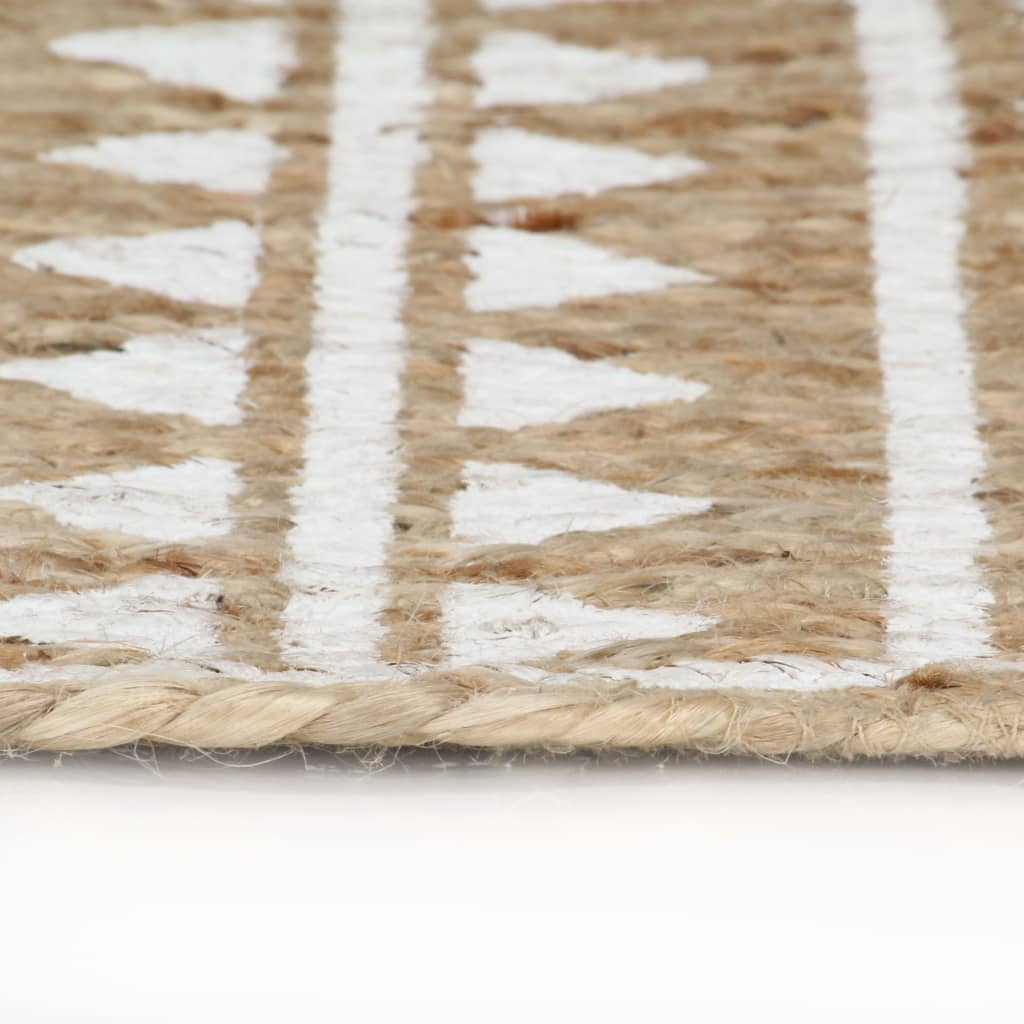 vidaXL Ručne vyrobený jutový koberec s bielou potlačou 90 cm