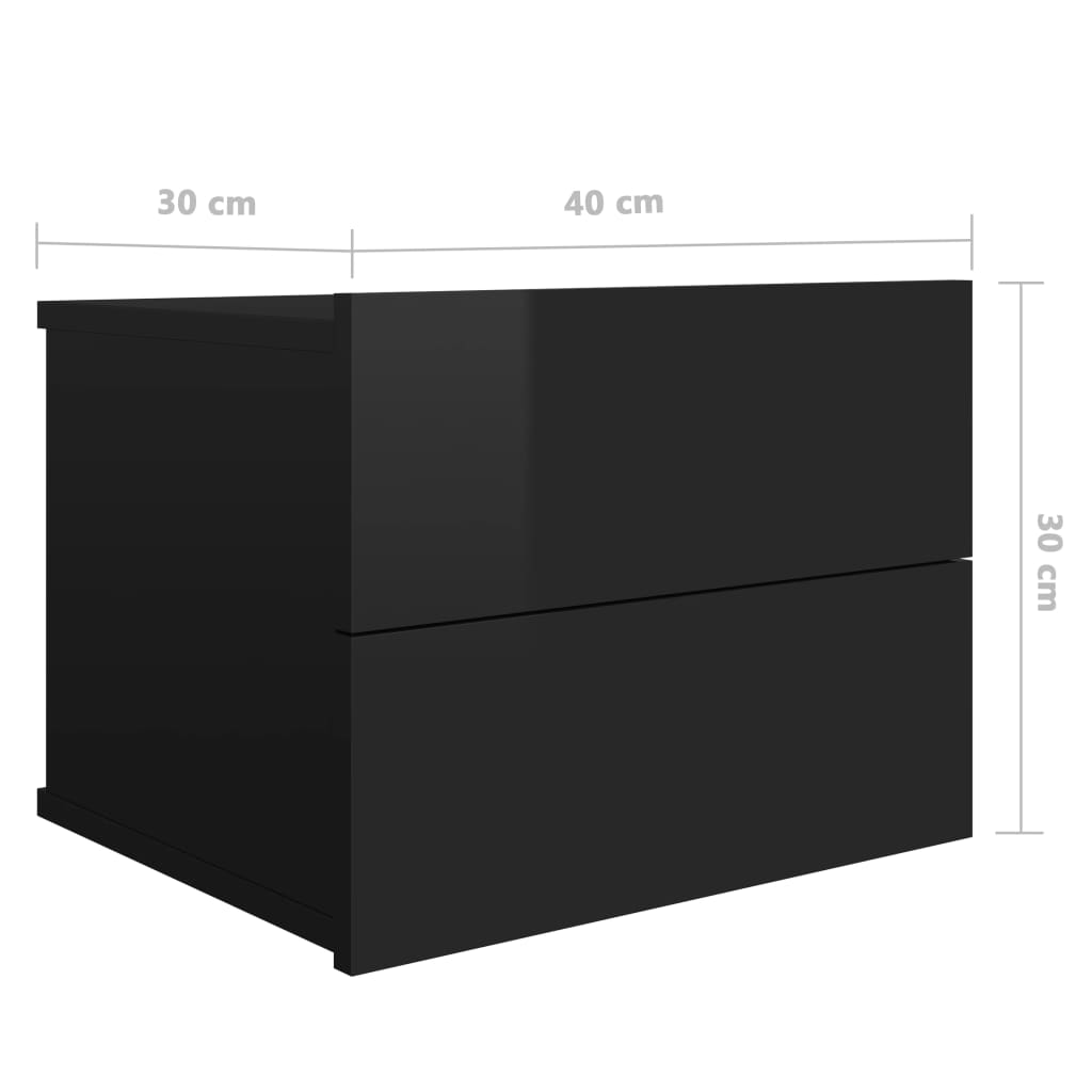 vidaXL Nočný stolík, lesklý čierny 40x30x30 cm, kompozitné drevo