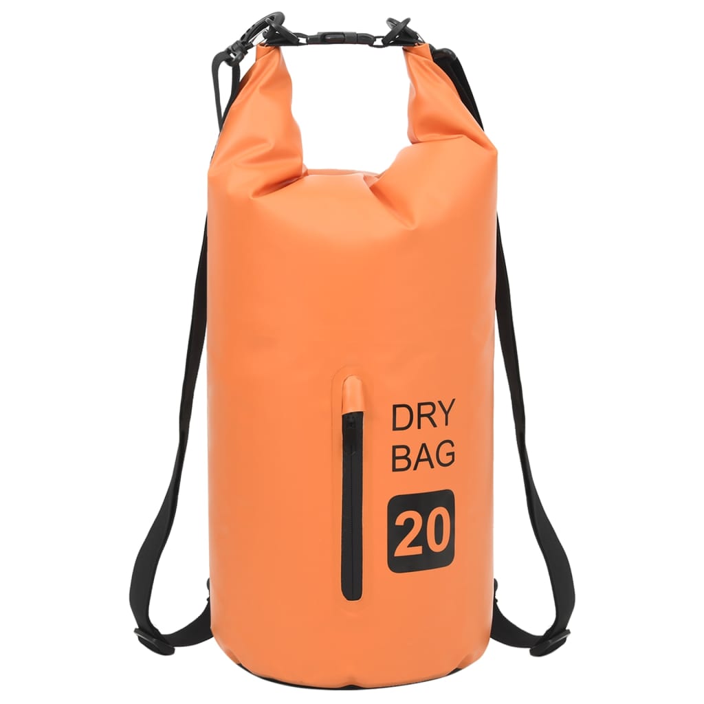 vidaXL Suchá taška so zipsom oranžová 20 l PVC