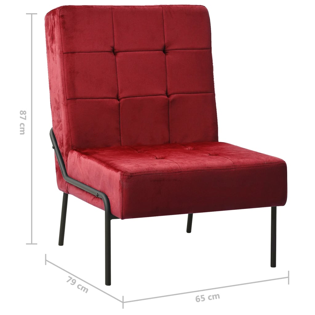 vidaXL Relaxačná stolička 65x79x87 cm vínovo-červená zamatová