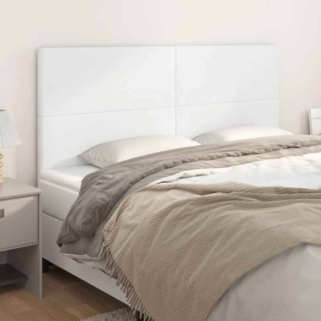 vidaXL Čelá postele 4 ks biele 90x5x78/88 cm umelá koža