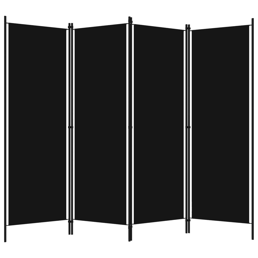 vidaXL 4-panelový paraván čierny 200x180 cm