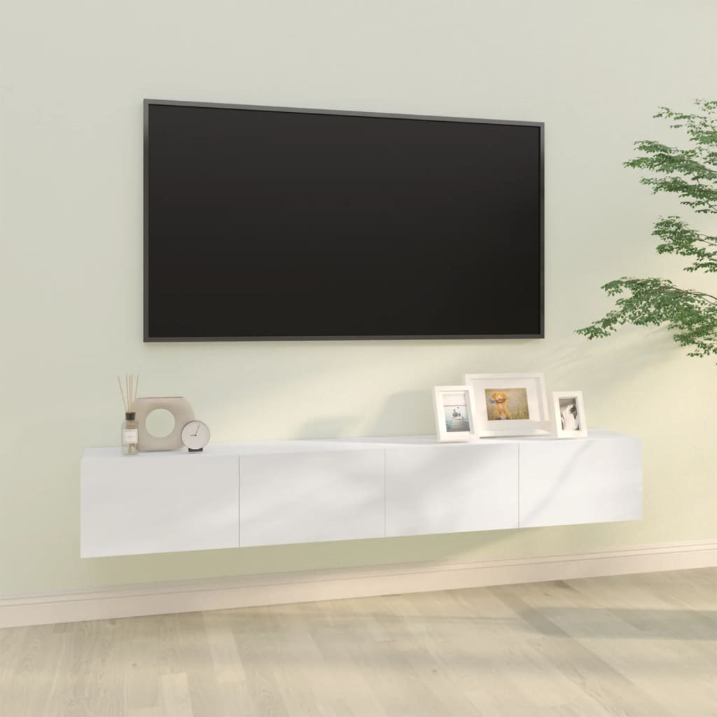vidaXL Nástenné TV skrinky 2 ks lesklé biele 100x30x30cm sprac. drevo