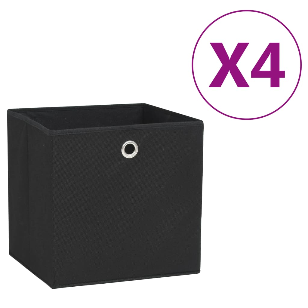 vidaXL Úložné boxy 4 ks, netkaná textília 28x28x28 cm, čierne
