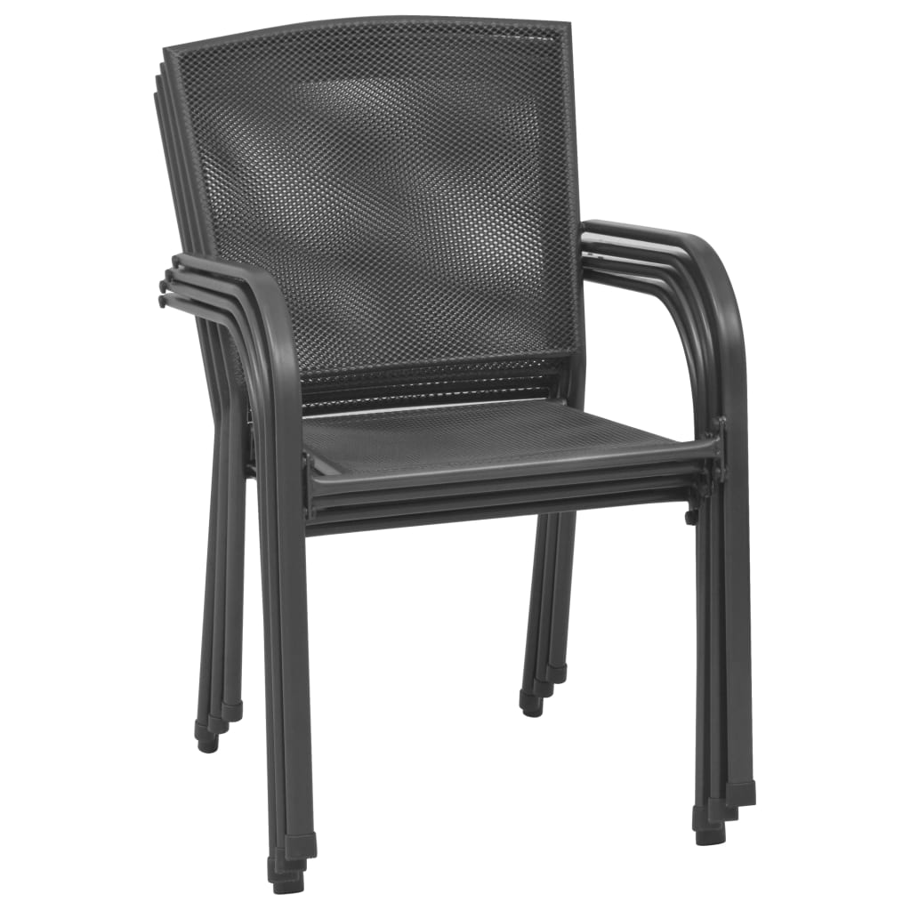 vidaXL Vonkajšie stoličky 4 ks, sieťovinový dizajn, antracitové, oceľ