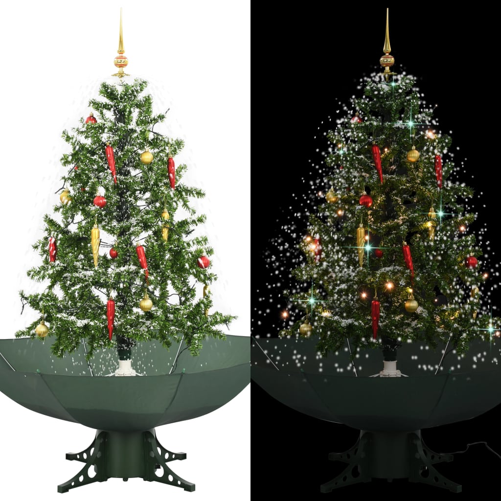 vidaXL Snežiaci vianočný stromček dáždnikovým podstavcom zelený 140 cm