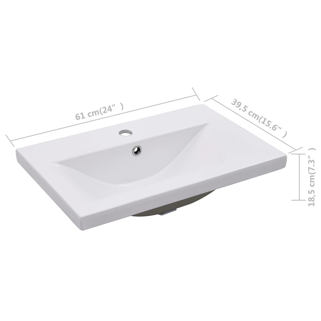 vidaXL Vstavané umývadlo 61x39,5x18,5 cm, keramika, biele
