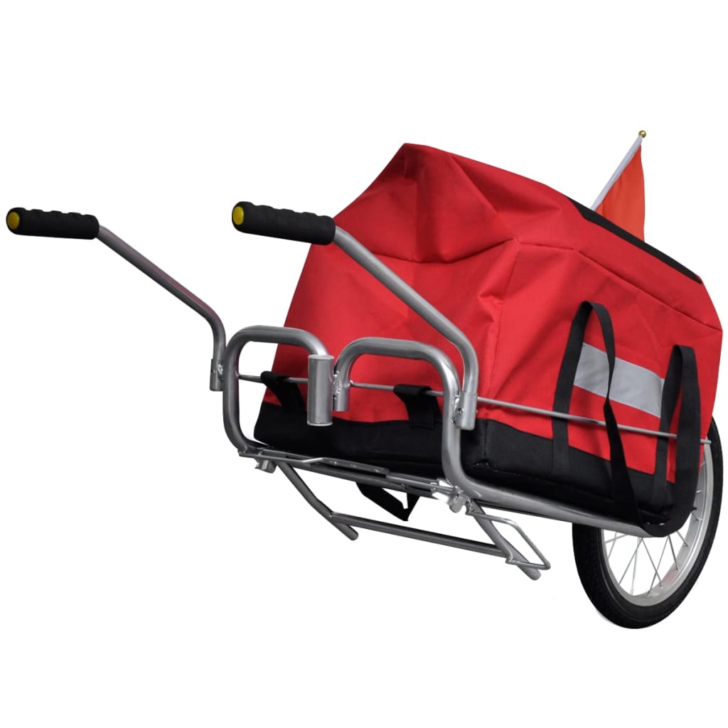 Nákladný vozík za bicykel s jednými kolesom a úložnou taškou
