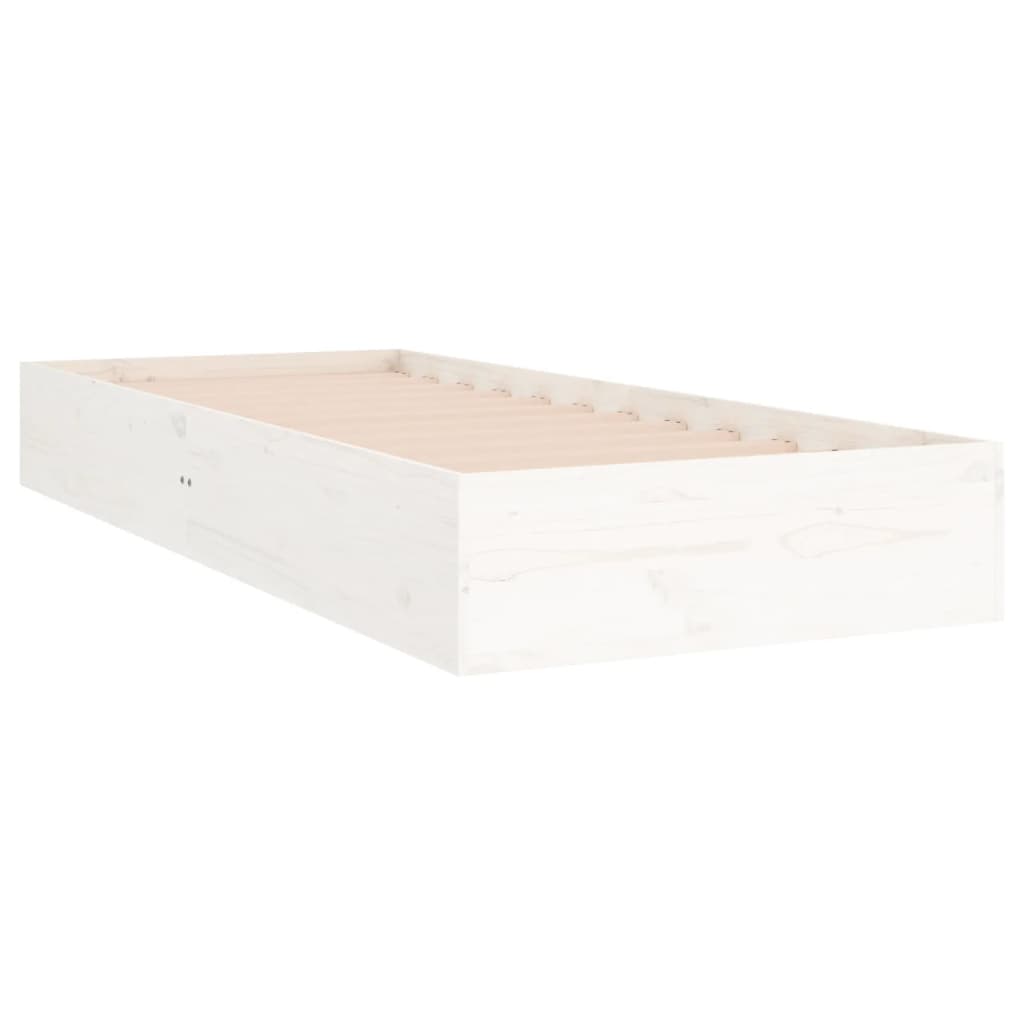 vidaXL Posteľný rám, biely, drevený masív 90x190 cm, jednolôžko