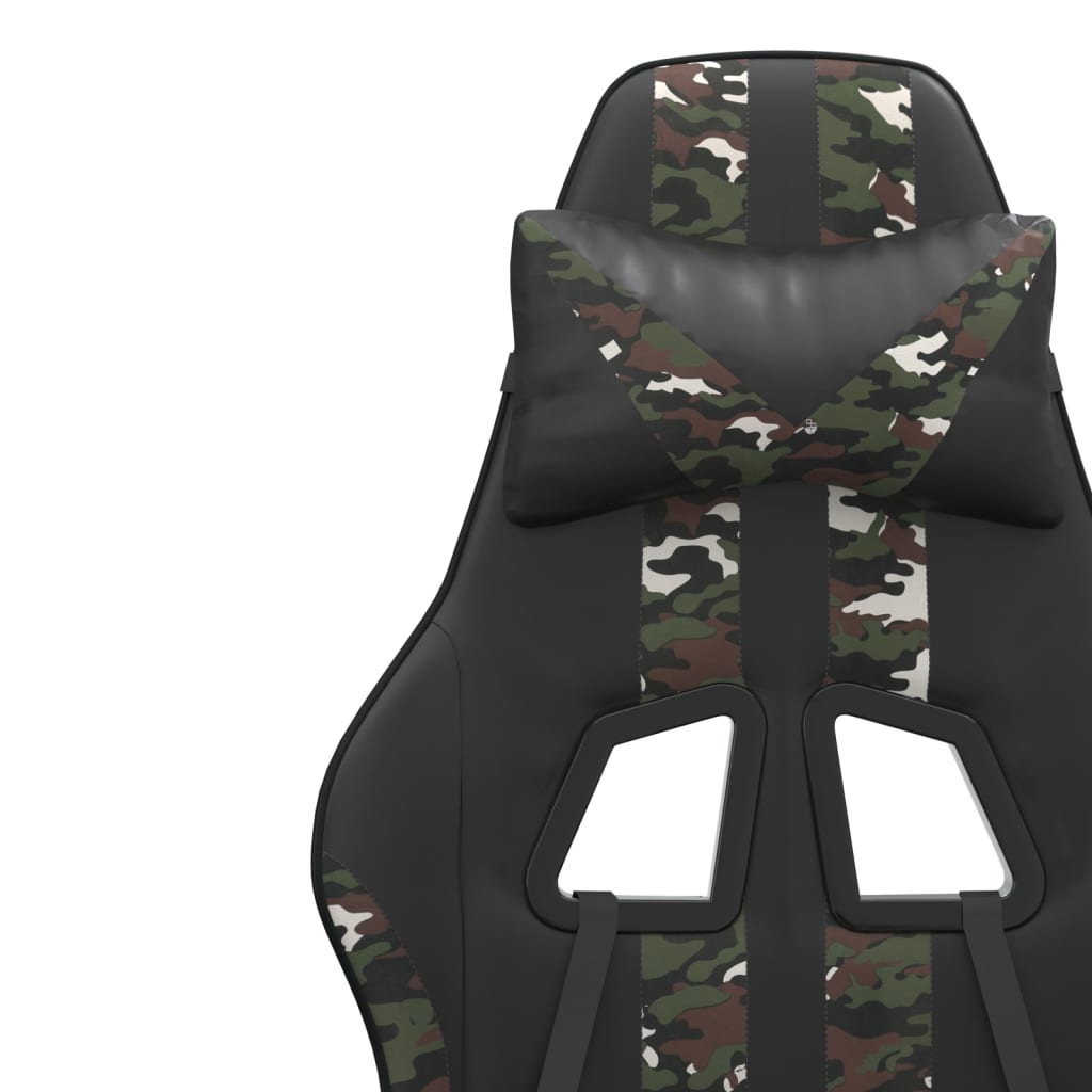 vidaXL Herná stolička s podnožkou čierna a maskovacia umelá koža