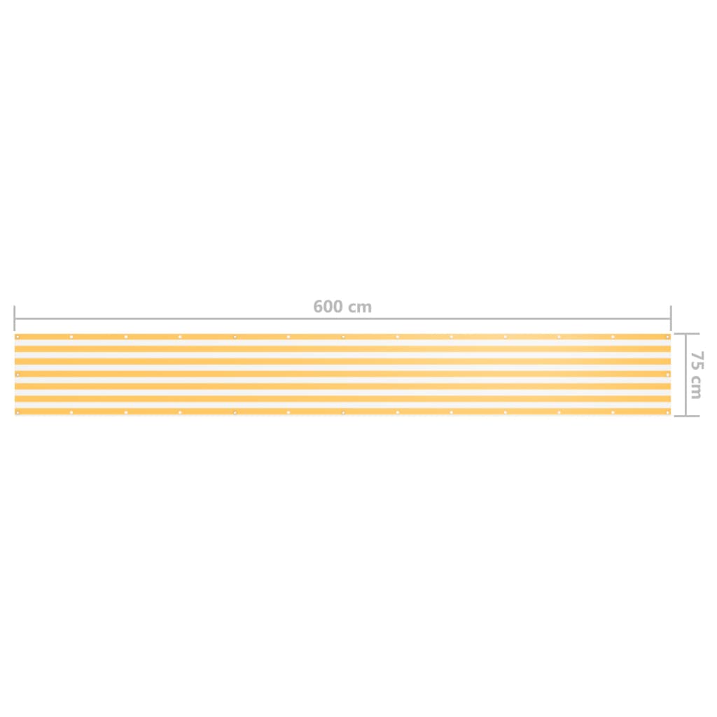 vidaXL Balkónová markíza, biela a žltá 75x600 cm, oxfordská látka
