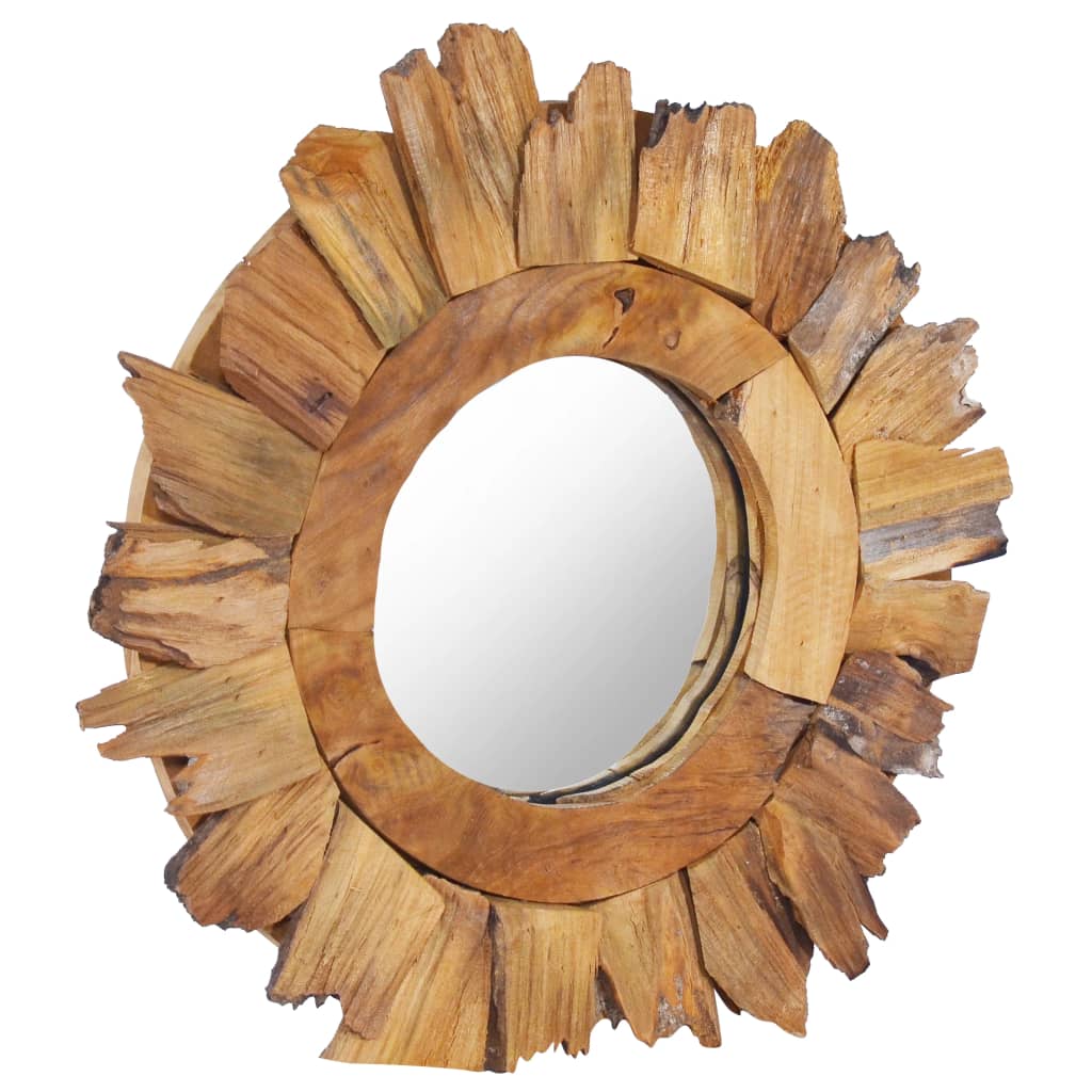 vidaXL Nástenné zrkadlo 40 cm okrúhle teakové drevo