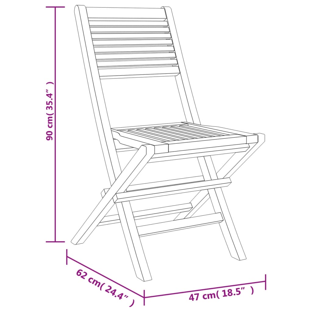 vidaXL Skladacie záhradné stoličky 2 ks 47x62x90 tíkový masív