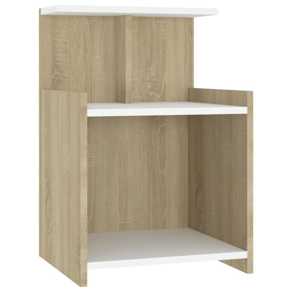 vidaXL Nočný stolík, biela a dub sonoma 40x35x60 cm, kompozitné drevo