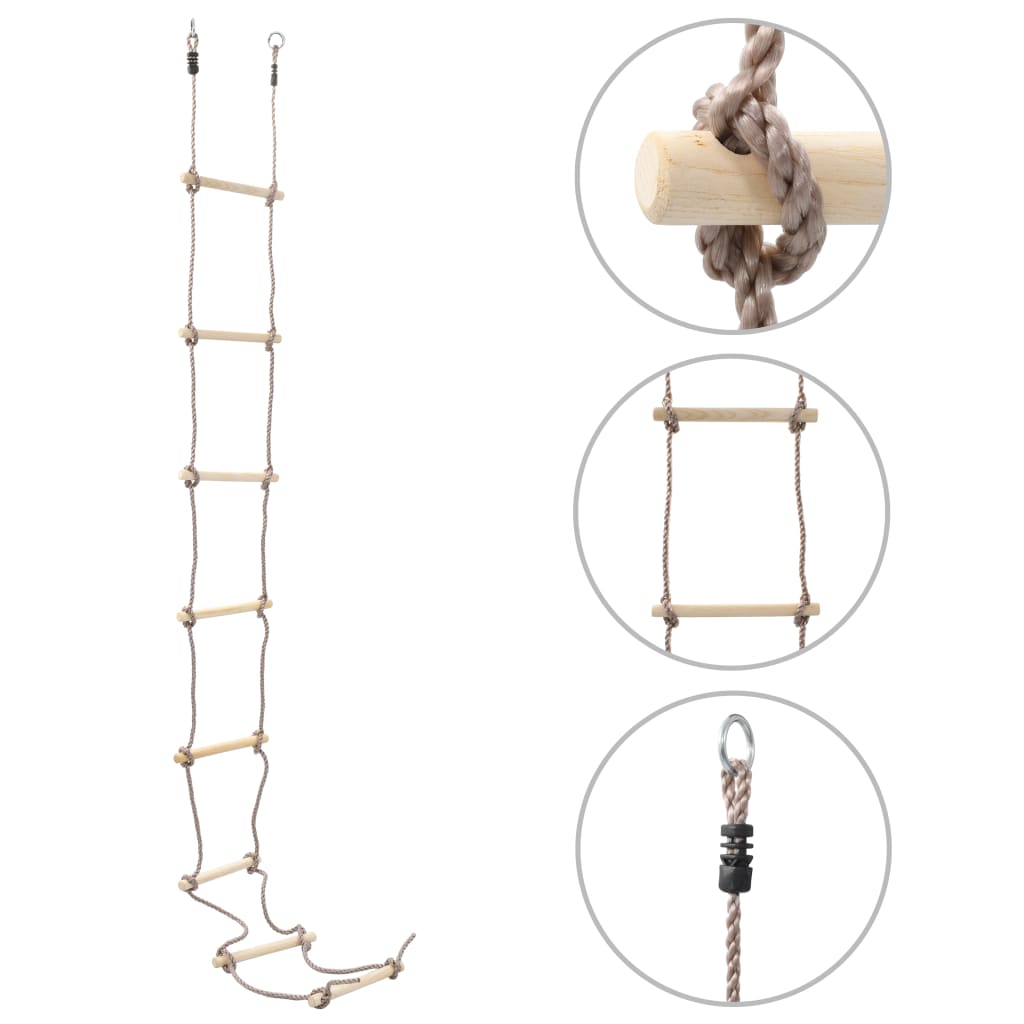 vidaXL Detský lanový rebrík 290 cm drevený