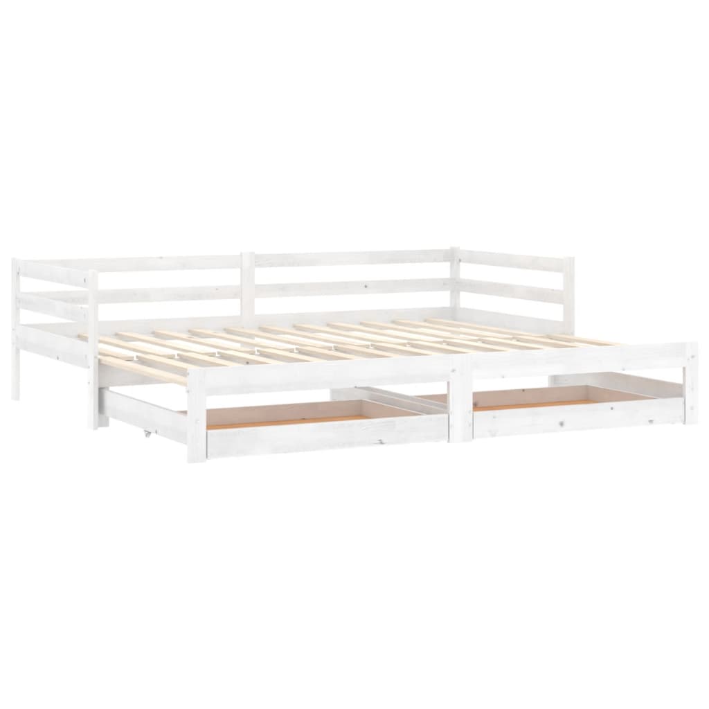 vidaXL Rozkladacia denná posteľ 2x(90x200) cm, biela, borovicový masív