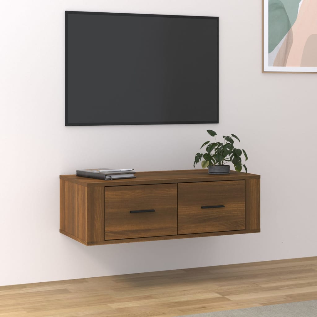vidaXL Závesná TV skrinka hnedý dub 80x36x25 cm spracované drevo