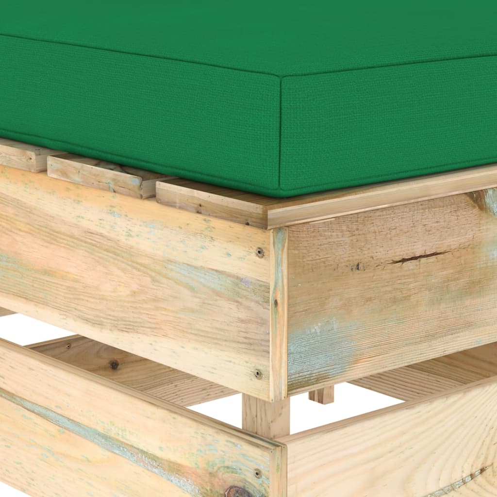 vidaXL Sekčná podnožka s vankúšom zelené impregnované drevo