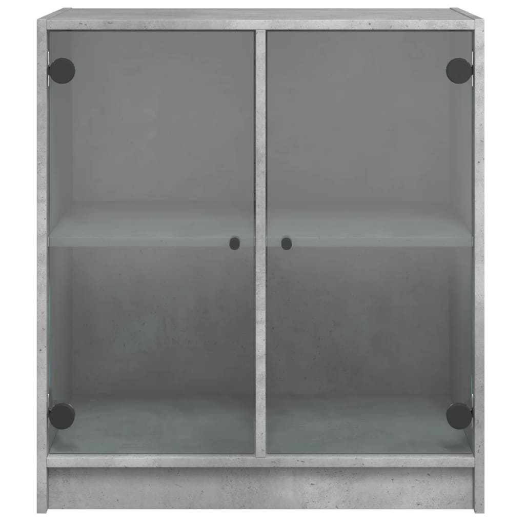 vidaXL Bočná skrinka sklenené dvierka betónovo sivá 68x37x75,5 cm