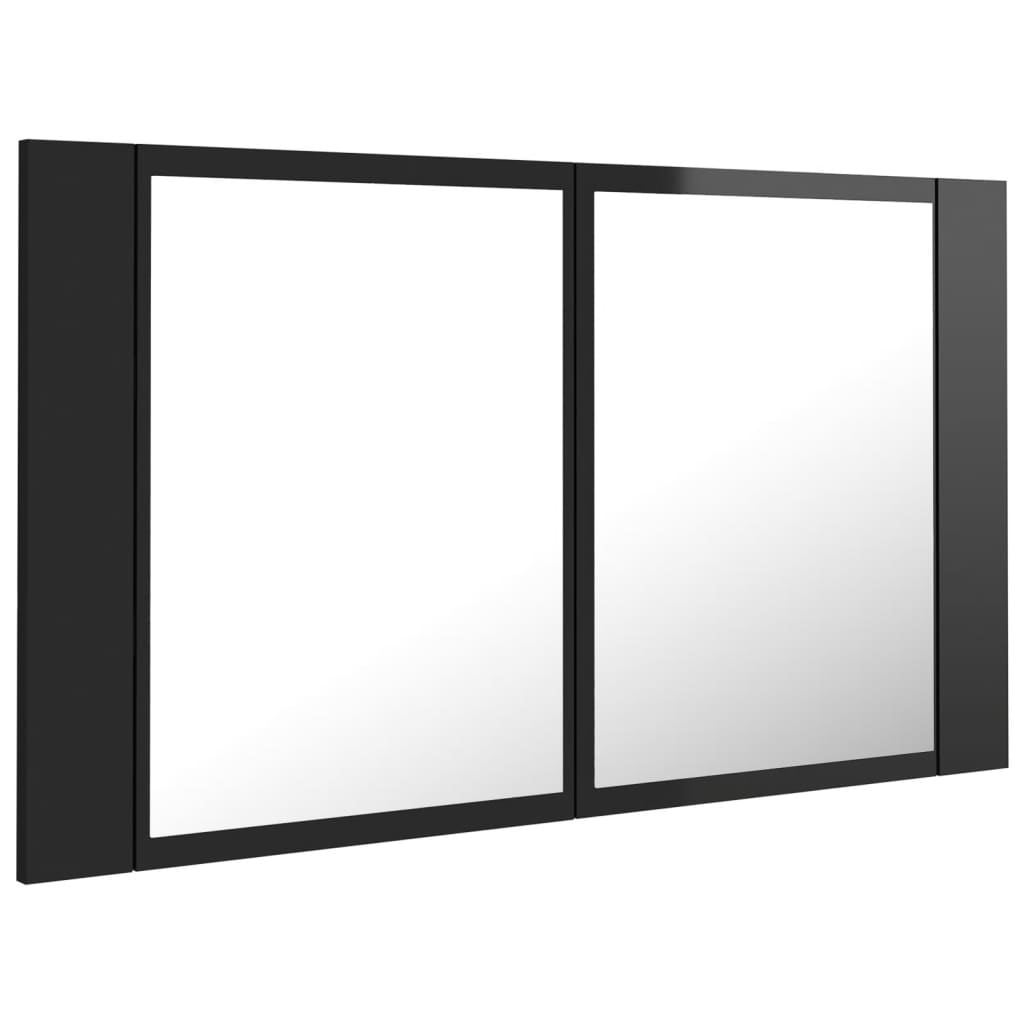 vidaXL LED kúpeľňová zrkadlová skrinka lesklá čierna 80x12x45 cm akryl