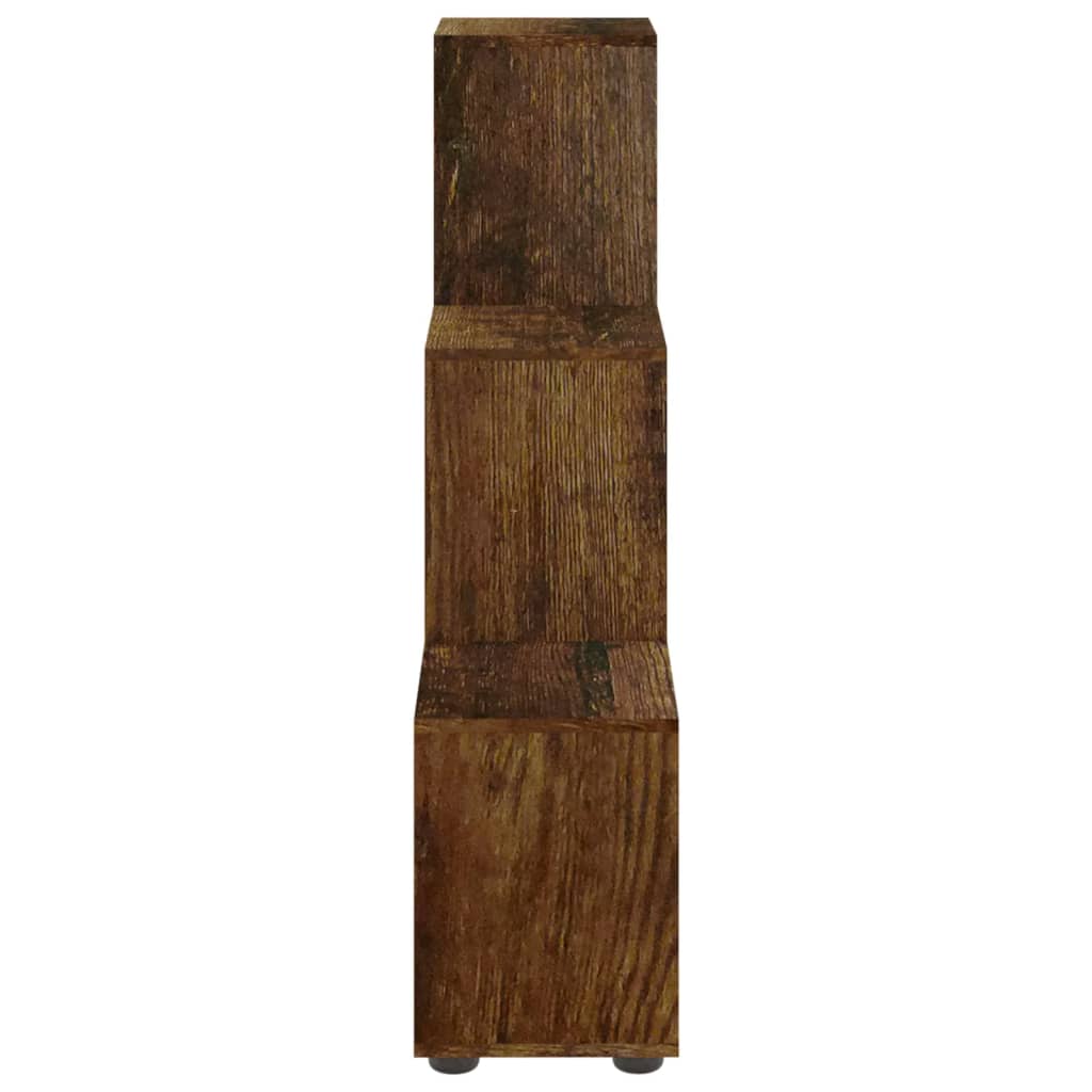 vidaXL Knižnica v tvare schodov dymový dub 107 cm spracované drevo