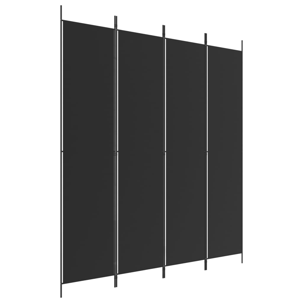 vidaXL 4-panelový paraván čierny 200x220 cm látkový