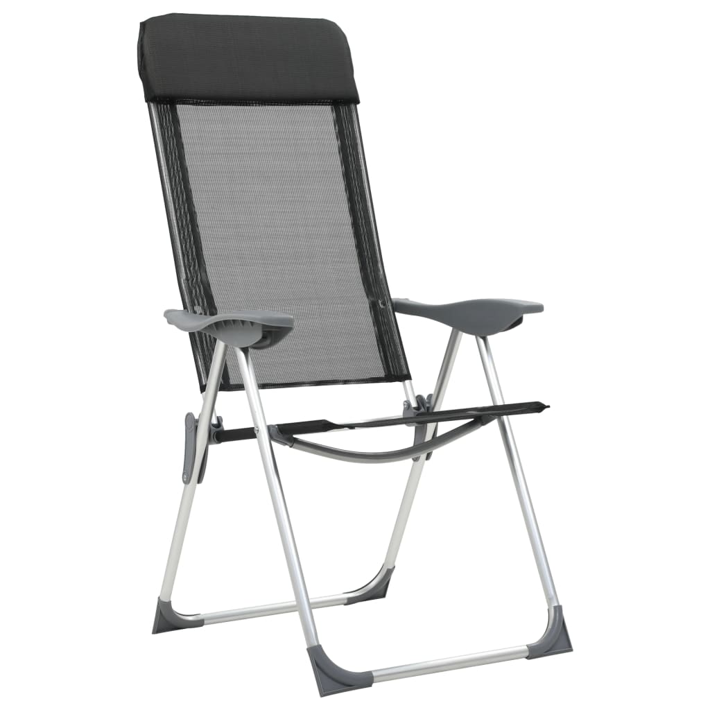 vidaXL Skladacie kempingové stoličky 2 ks, čierne, hliník