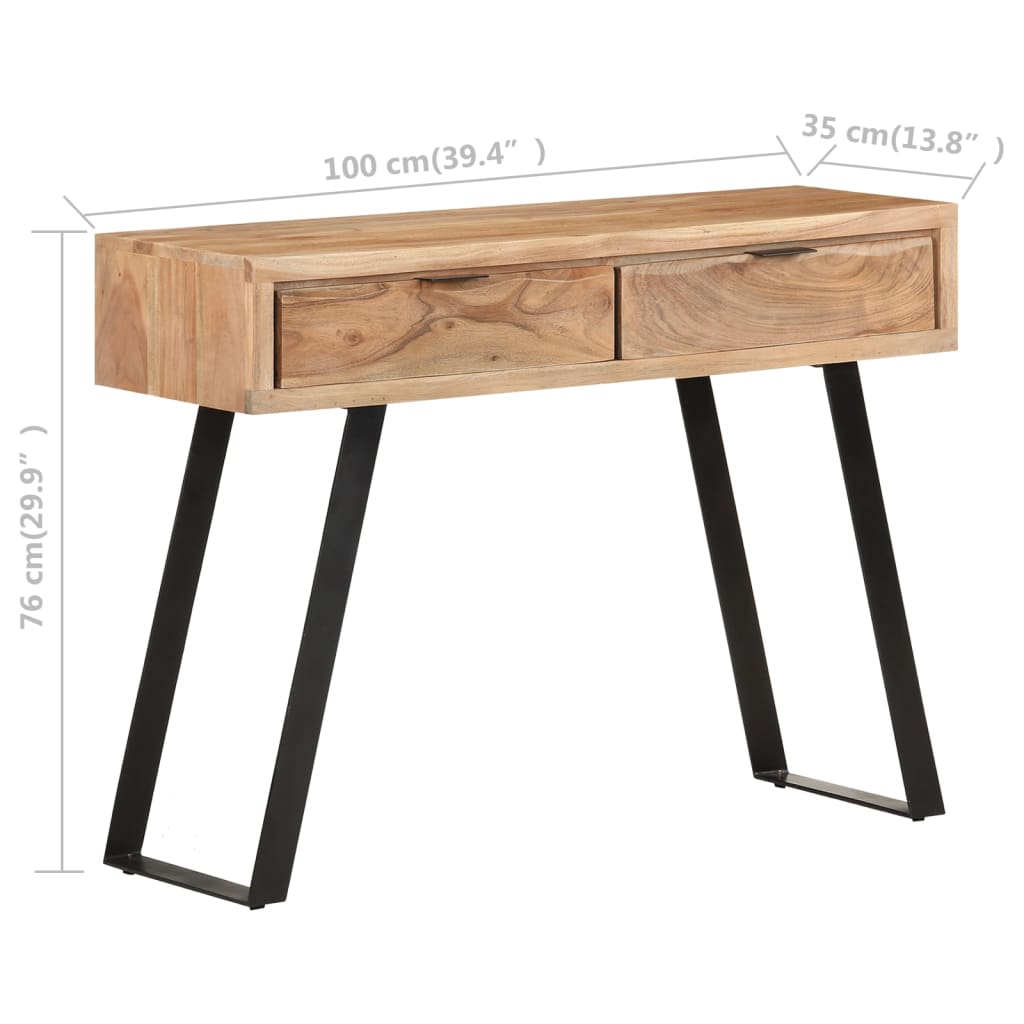 vidaXL Konzolový stolík 100x35x76 cm akáciový masív s prirodzenými okrajmi