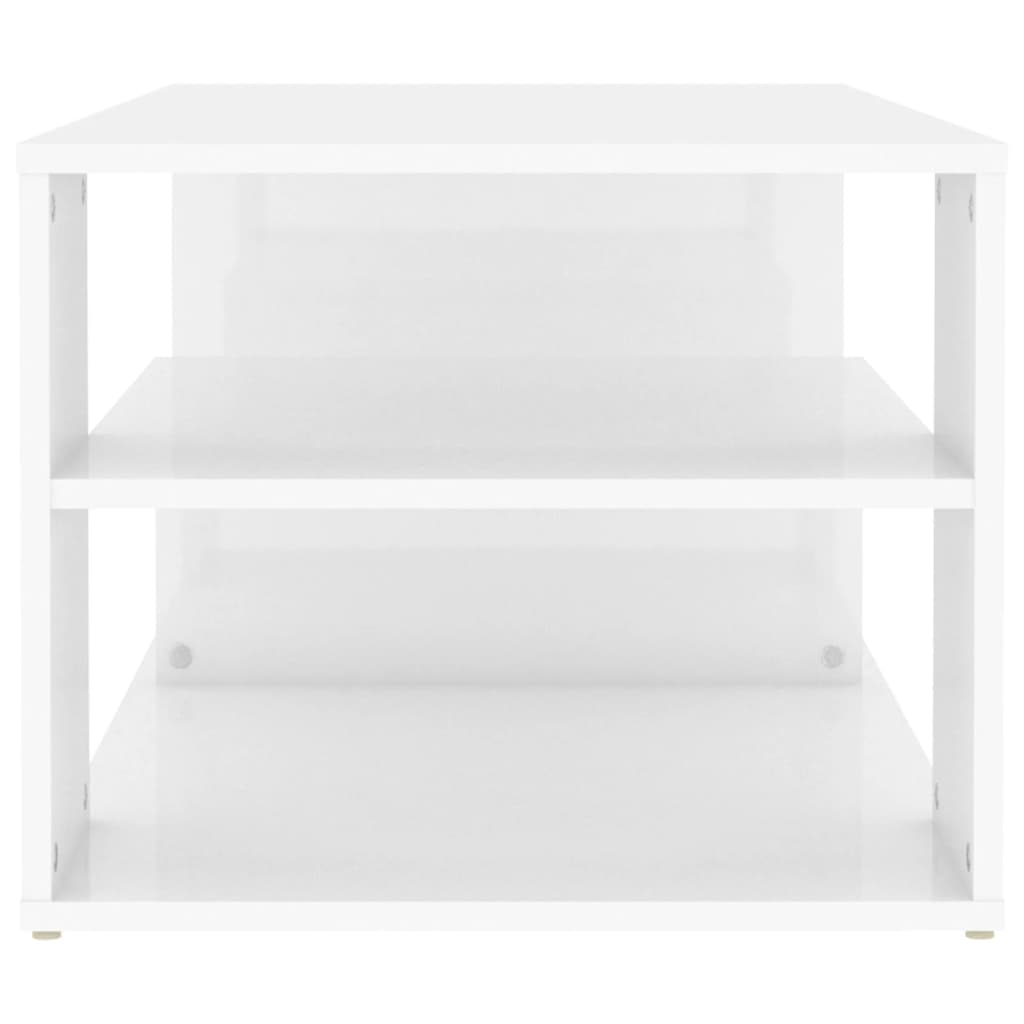 vidaXL Konferenčný stolík, lesklý biely 100x50x40 cm drevotrieska