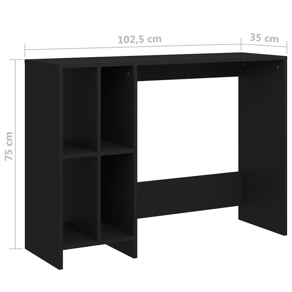 vidaXL Stôl na notebook čierny 102,5x35x75 cm drevotrieska