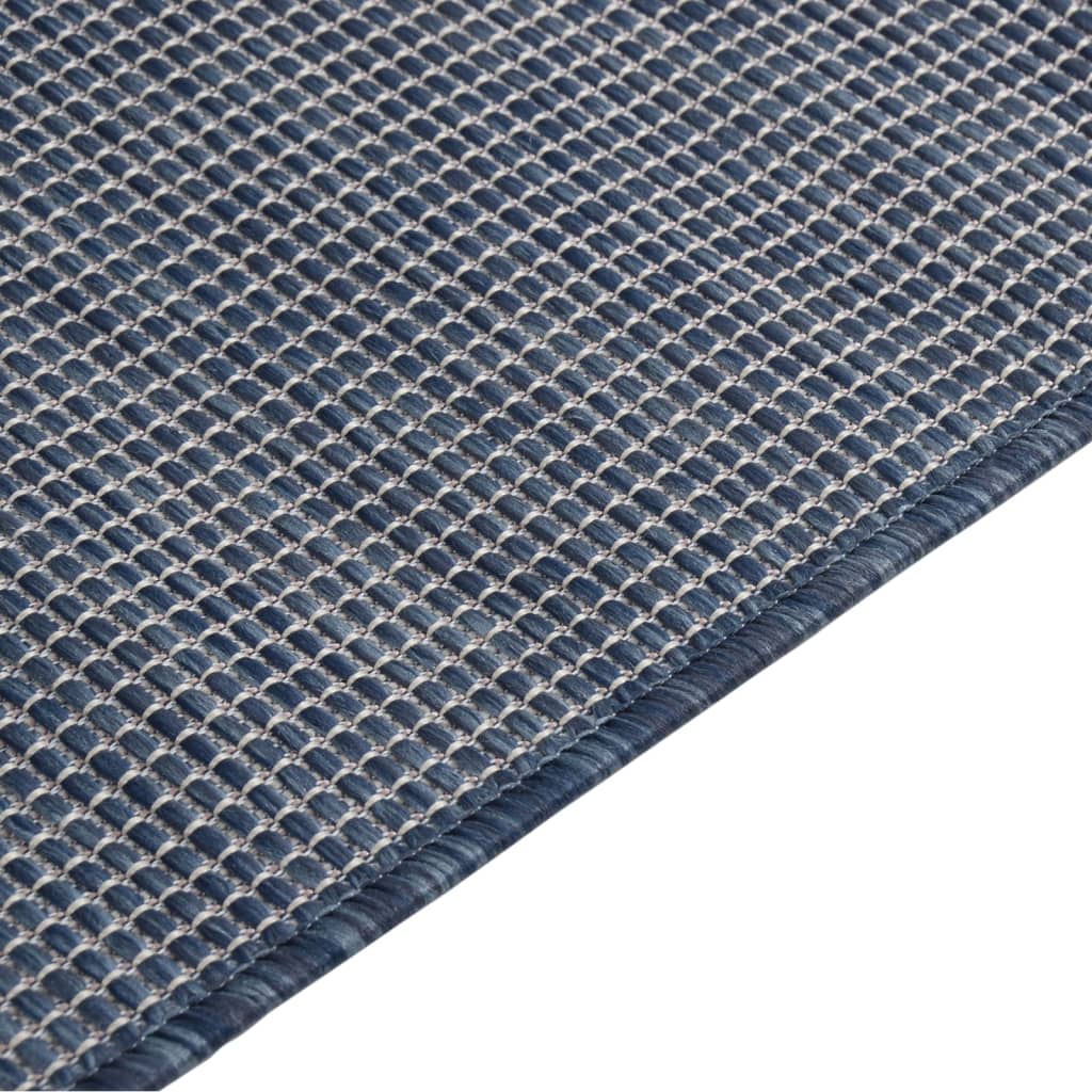 vidaXL Vonkajší koberec s plochým tkaním 140x200 cm modrý