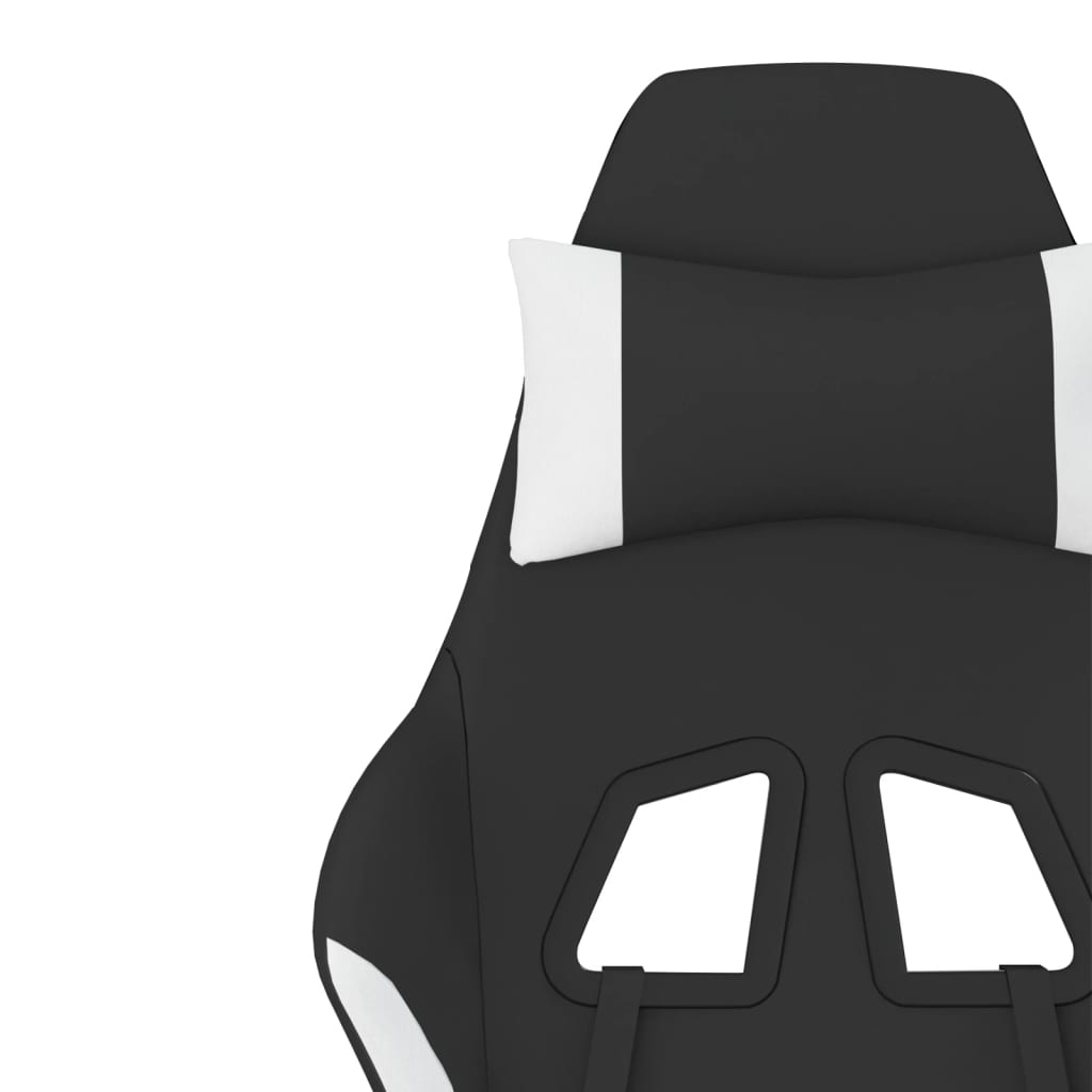 vidaXL Masážna herná stolička s podnožkou, čierna a biela, látka