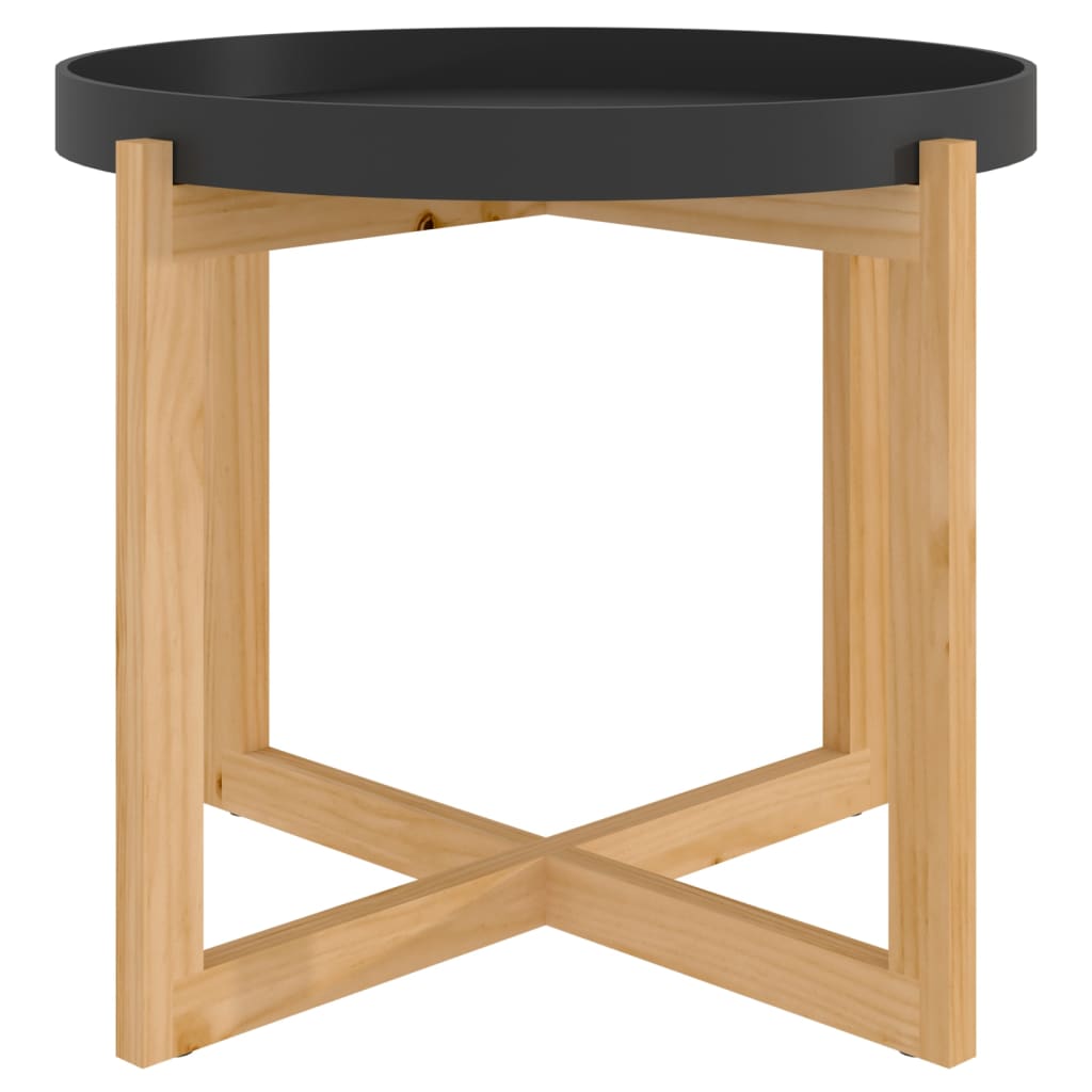 vidaXL Konferenčný stolík čierny 53x53x43,5 cm sprac. drevo a borovica