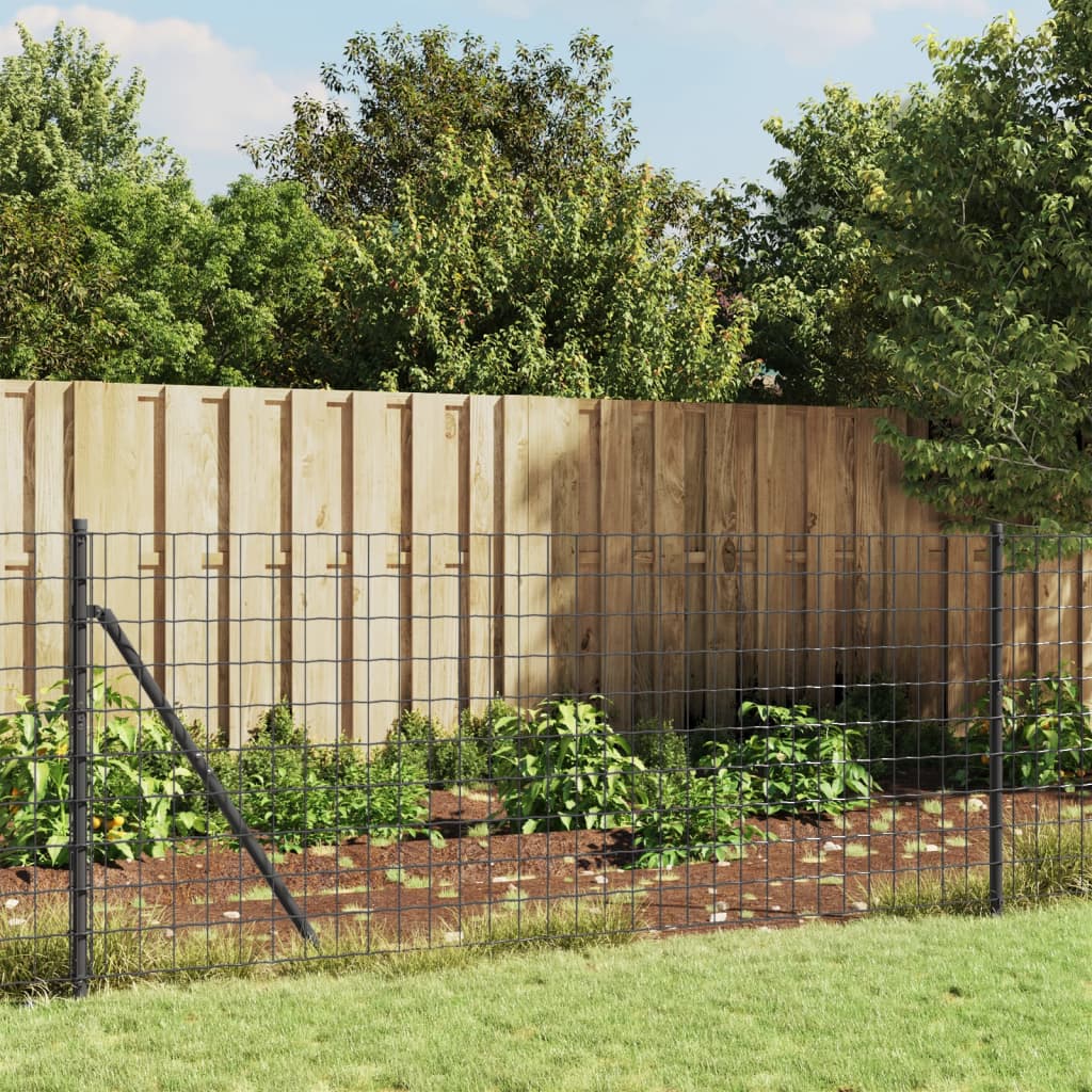 vidaXL Drôtený plot s kotviacimi hrotmi antracitový 1x10 m