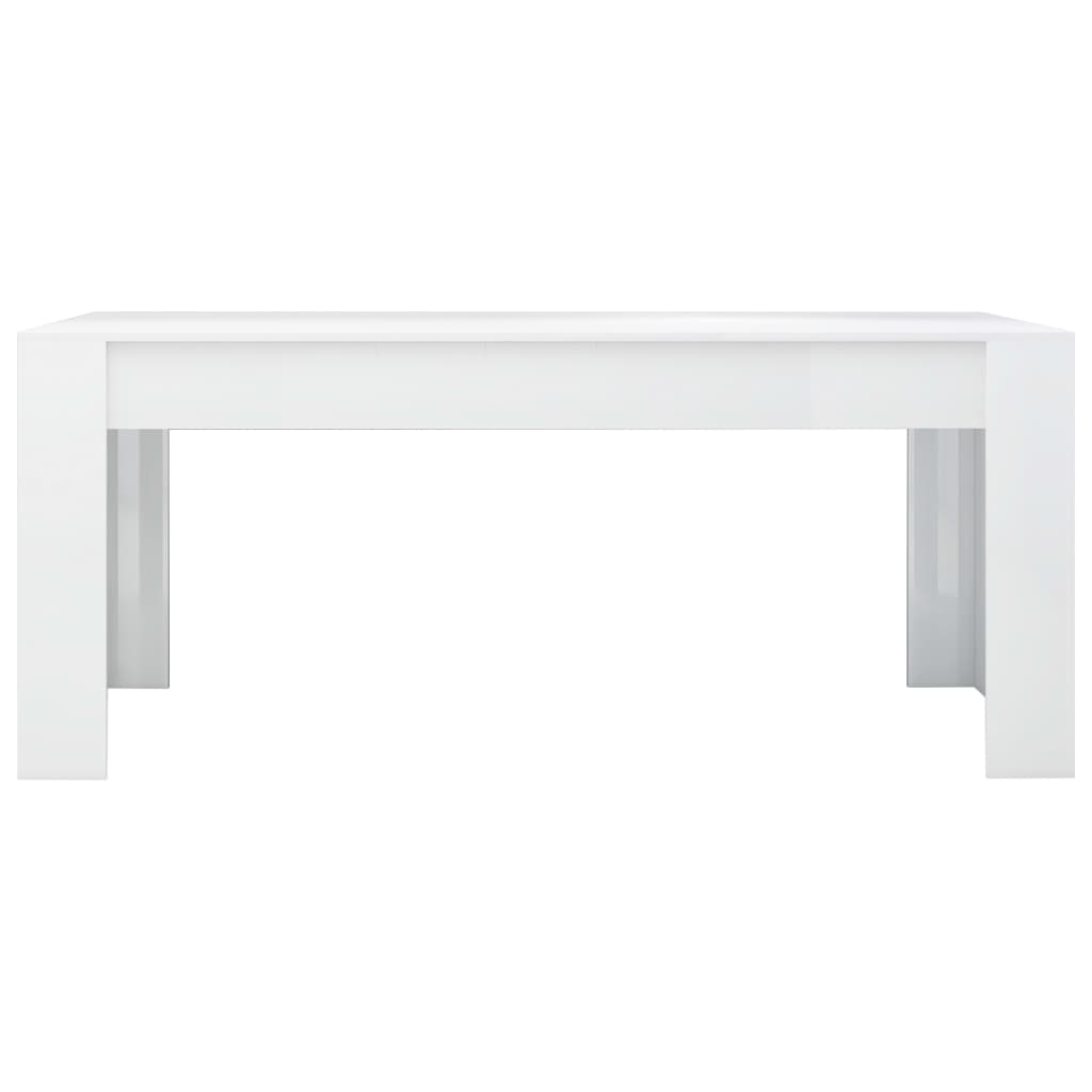 vidaXL Jedálenský stôl, lesklý biely 180x90x76 cm, drevotrieska
