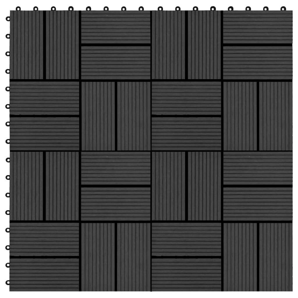 vidaXL Podlahové dlaždice z WPC 11 ks 30x30 cm 1 m2 čierne