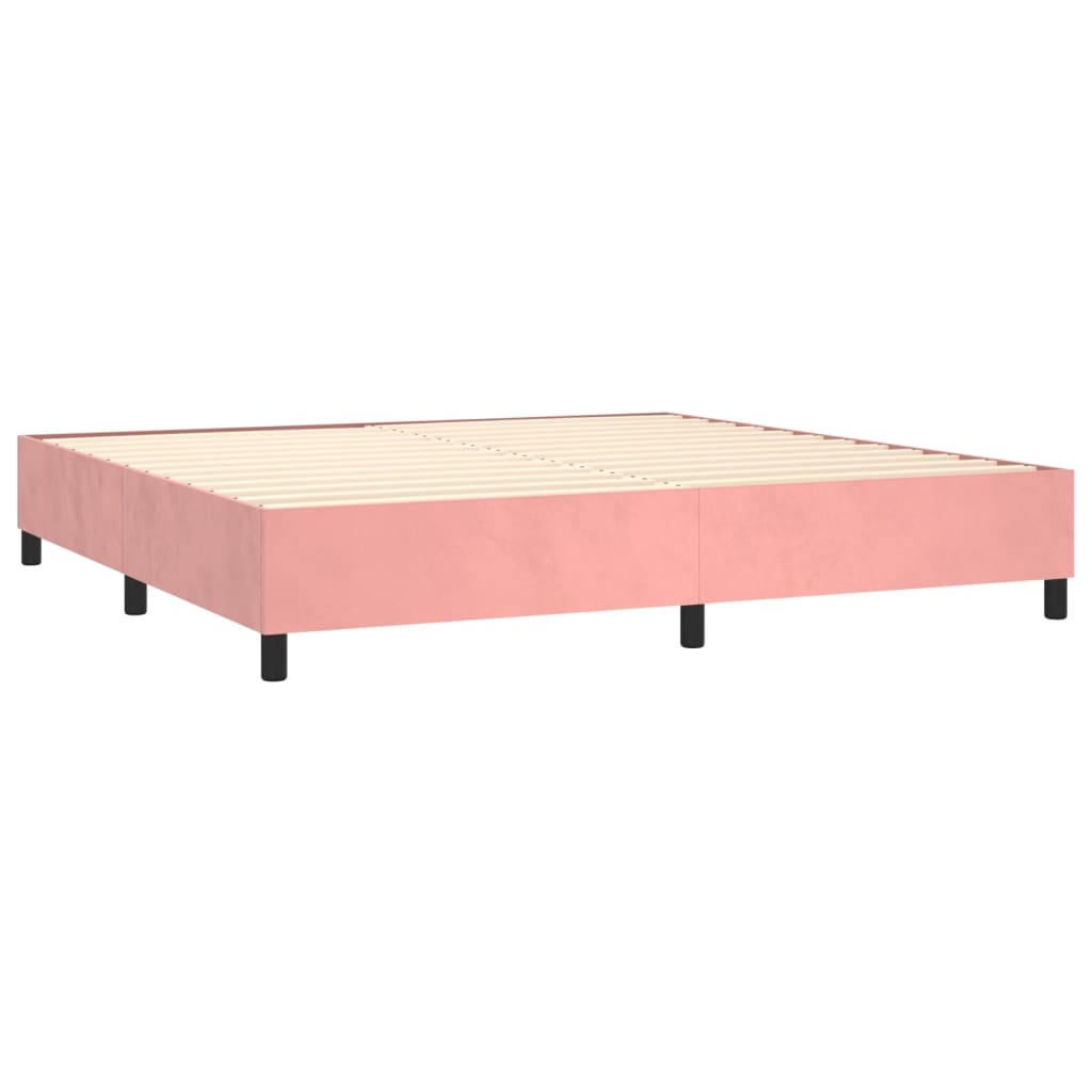 vidaXL Posteľný rám boxsping s matracom ružový200x200 cm zamat